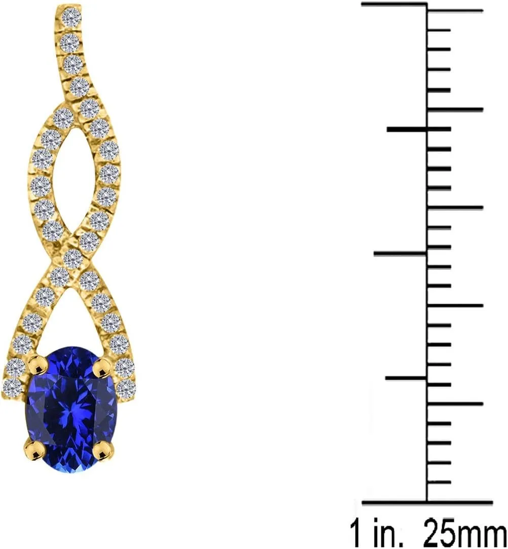 MauliJewels Engagement Necklace for Women 1.1 Carat Diamond And Oval Shape Gemstone Pendant 4 Prong-Setting 14K Yellow Gold With 18'' Chain