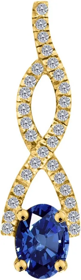 MauliJewels Engagement Necklace for Women 1.1 Carat Diamond And Oval Shape Gemstone Pendant 4 Prong-Setting 14K Yellow Gold With 18'' Chain