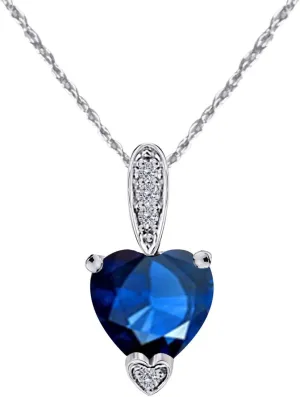 MauliJewels Engagement Necklace for Women 1.18 Carat White Gold Heart Shape Gemstone And Diamond Pendant 4 prongs 10K With 18'' Chain