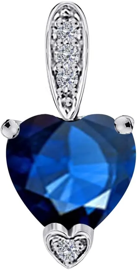 MauliJewels Engagement Necklace for Women 1.18 Carat White Gold Heart Shape Gemstone And Diamond Pendant 4 prongs 10K With 18'' Chain