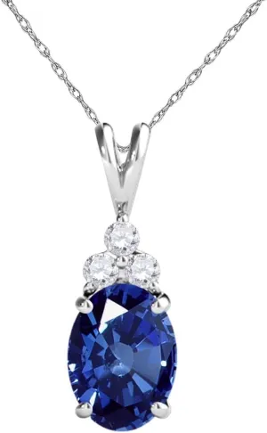 MauliJewels Engagement Necklace for Women 1.30 Carat Diamond And Beautiful Oval Shape Gemstone Pendant 4 prongs 14K White Gold With 18'' Chain