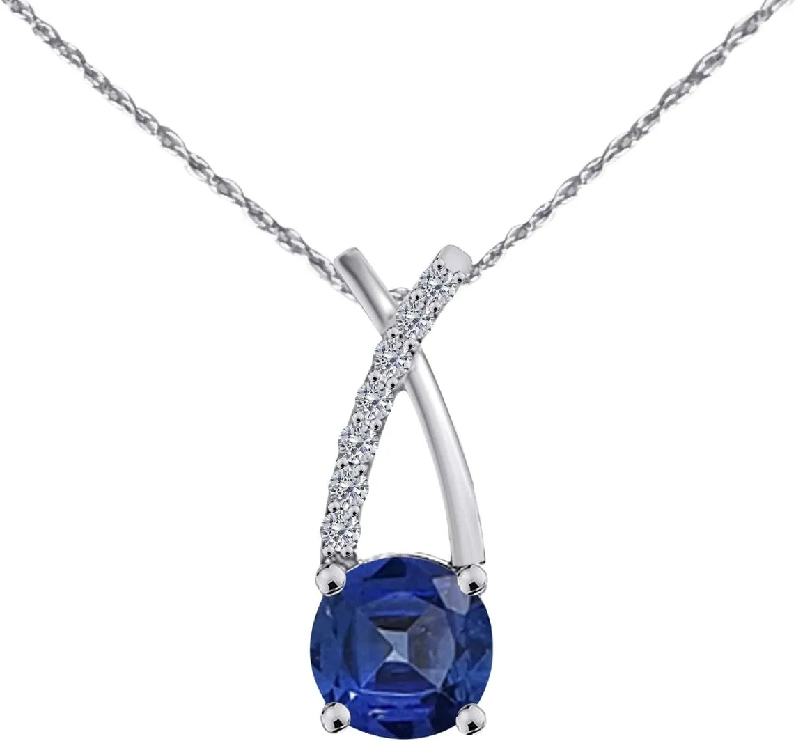 MauliJewels Engagement Necklace for Women 1.40 Carat Beautiful Gemstone And Diamond Pendant 4 prongs 10K White Gold With 18'' Chain