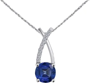 MauliJewels Engagement Necklace for Women 1.40 Carat Beautiful Gemstone And Diamond Pendant 4 prongs 10K White Gold With 18'' Chain