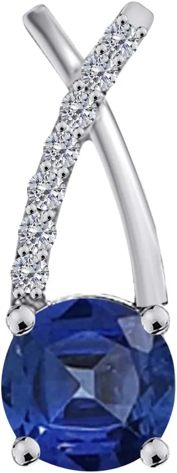MauliJewels Engagement Necklace for Women 1.40 Carat Beautiful Gemstone And Diamond Pendant 4 prongs 10K White Gold With 18'' Chain