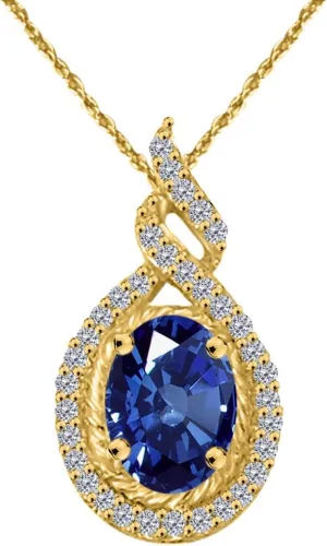 MauliJewels Engagement Necklace for Women 1.42 Carat Beautiful Oval Shape Gemstone And Diamond Pendant 4 prongs 10K Yellow Gold With 18'' Chain