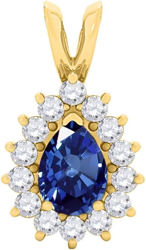 MauliJewels Engagement Necklace for Women 2.21 Carat Beautiful Diamond And Pear Shape Gemstone Pendant 4 prongs 10K Yellow Gold With 18'' Chain