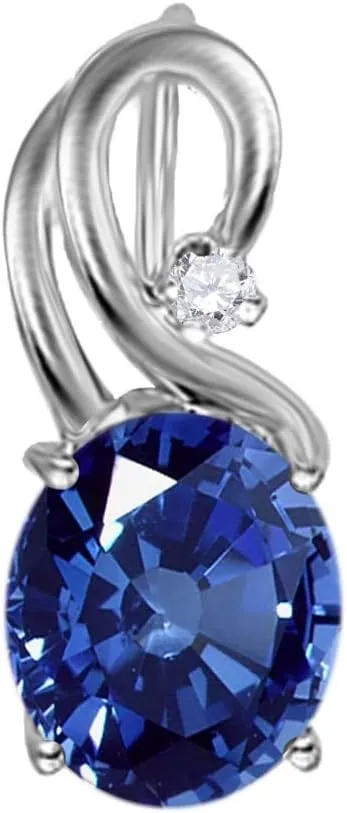 MauliJewels Engagement Necklace for Women 2.43 Carat Beautiful Oval Shape Gemstone And Diamond Pendant 4 prongs 10K White Gold With 18'' Chain