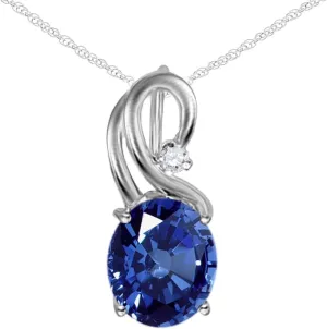 MauliJewels Engagement Necklace for Women 2.43 Carat Beautiful Oval Shape Gemstone And Diamond Pendant 4 prongs 10K White Gold With 18'' Chain