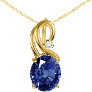 MauliJewels Engagement Necklace for Women 2.43 Carat Beautiful Oval Shape Gemstone And Diamond Pendant 4 prongs 10K Yellow Gold With 18'' Rope Chain
