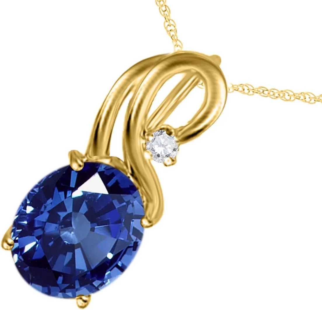 MauliJewels Engagement Necklace for Women 2.43 Carat Beautiful Oval Shape Gemstone And Diamond Pendant 4 prongs 10K Yellow Gold With 18'' Rope Chain