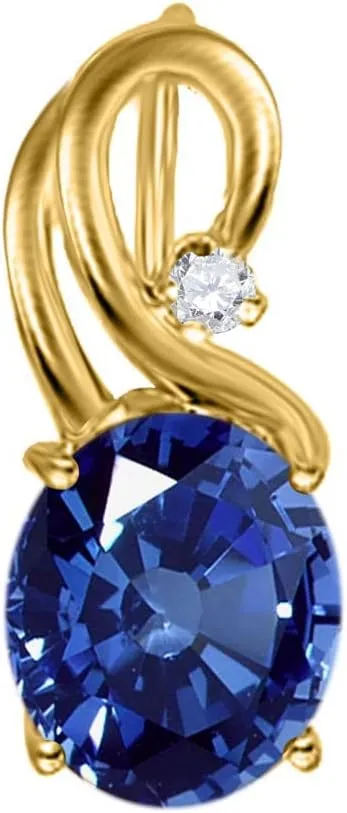 MauliJewels Engagement Necklace for Women 2.43 Carat Beautiful Oval Shape Gemstone And Diamond Pendant 4 prongs 10K Yellow Gold With 18'' Rope Chain