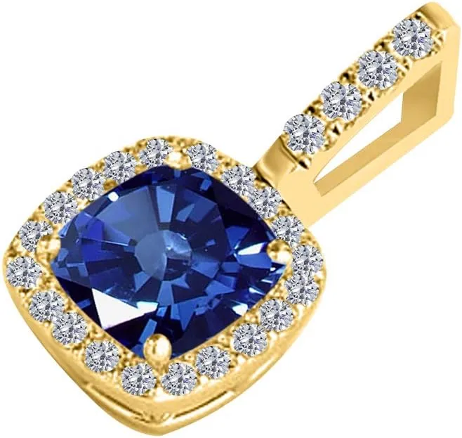 MauliJewels Engagement Necklace for Women 2.75 Carat Diamond And Cushion Cut Gemstone Polished Yellow Gold Pendant 4 prongs 10K With 18'' Chain