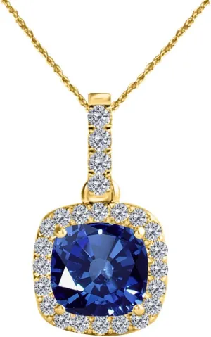 MauliJewels Engagement Necklace for Women 2.75 Carat Diamond And Cushion Cut Gemstone Polished Yellow Gold Pendant 4 prongs 10K With 18'' Chain