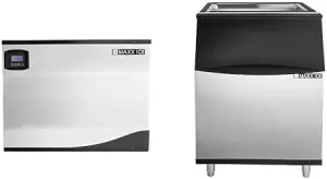 Maxx Ice MIM370NH-B470 Commercial 30 Inch Stainless Steel Modular Clear Ice Maker Machine Cuber with 470 Pound Ice Storage Bin Digital Diagnostic Controller LED Light, 370 Pounds Per Day Half Dice