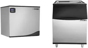 Maxx Ice MIM500NH-B470 Commercial 30 Inch Stainless Steel Modular Clear Ice Maker Machine Cuber with 470 Pound Ice Storage Bin Digital Diagnostic Controller LED Light, 500 Pounds Per Day Half Dice