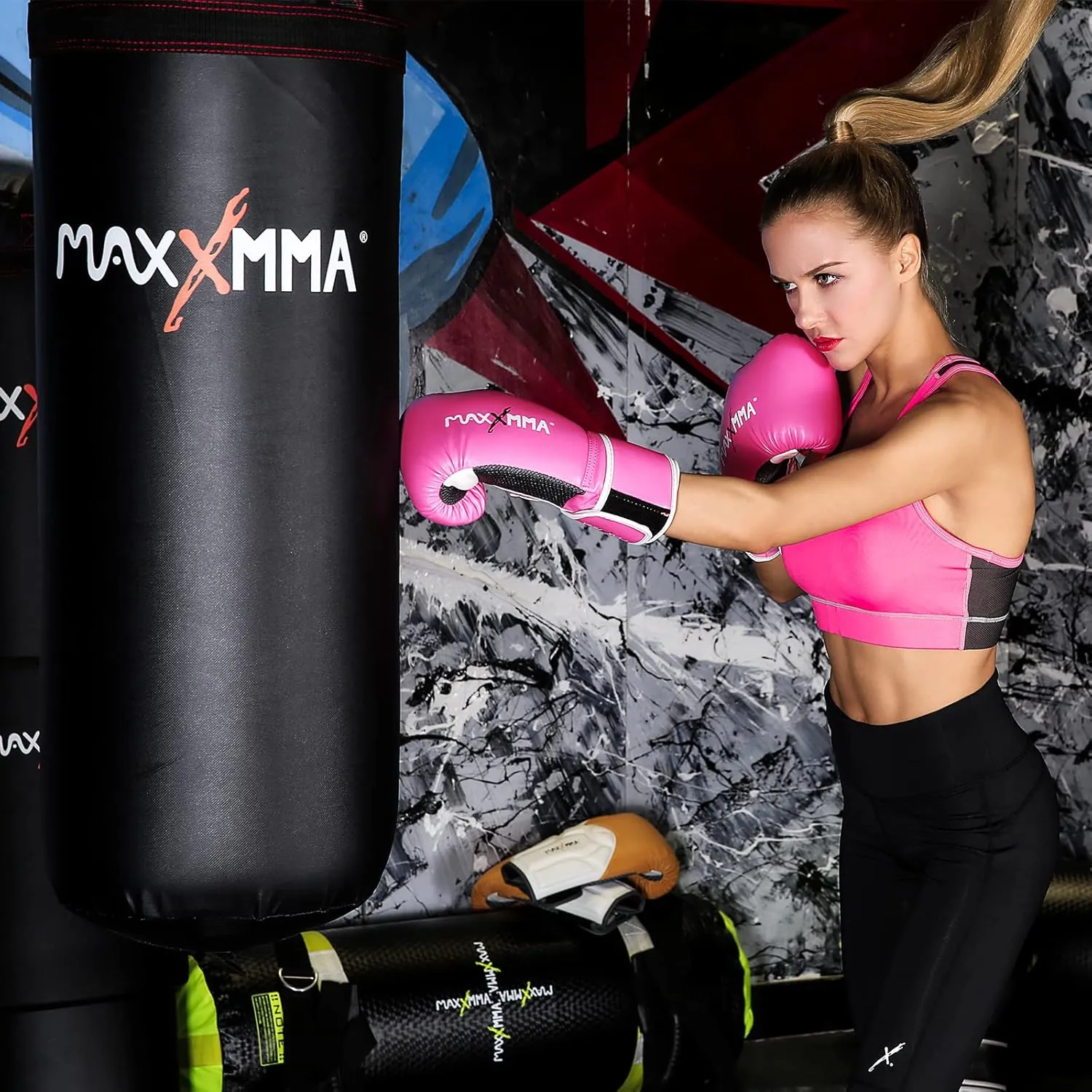 MaxxMMA Pro Style Boxing Gloves for Men & Women, Training Heavy Bag Workout Mitts Muay Thai Sparring Kickboxing Punching Bagwork Fight Gloves