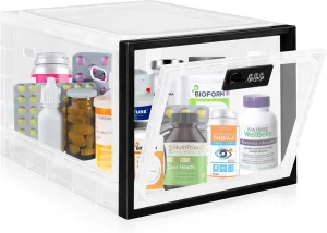 Medicine Lock Box for Safe Medication, Premium Material Lockable Storage Box Locking Organizer Bin with Combination Code for Fridge Food/Snacks/Phone/Tablet Jail/Home/Office Storage Lockers
