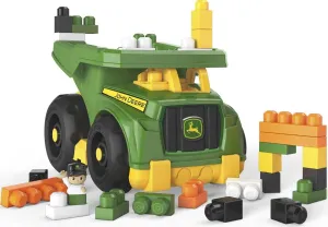 Mega BLOKS John Deere Toddler Building Blocks Toy Set, Dump Truck with 25 Pieces and Storage, 1 Figure, Green, Ages 1  Years