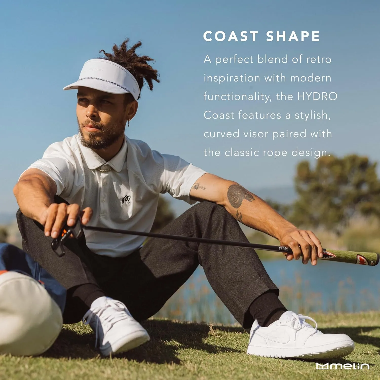 melin Coast Hydro, Mens Sun Visor, Sun Hats for Women & Men, Water-Resistant, Golf, Running, Workout, or Beach Hat