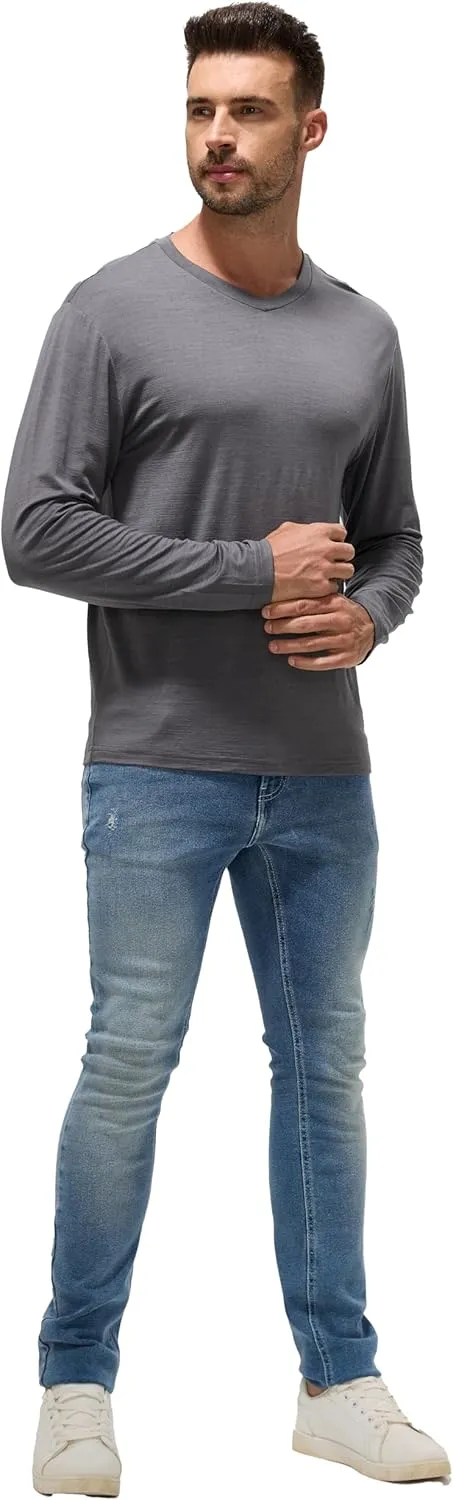 Men's 100% Superfine Merino Wool Base Layer - All-Season Smart Odor-Free for Spring Outdoors