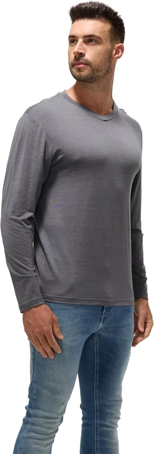 Men's 100% Superfine Merino Wool Base Layer - All-Season Smart Odor-Free for Spring Outdoors