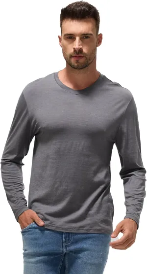 Men's 100% Superfine Merino Wool Base Layer - All-Season Smart Odor-Free for Spring Outdoors