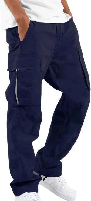 Mens Outdoor Hiking Cargo Pants Hat Multi Woven Pocket Foot Rope Solid Pants Street Cargo Cargo Tactical Pants for