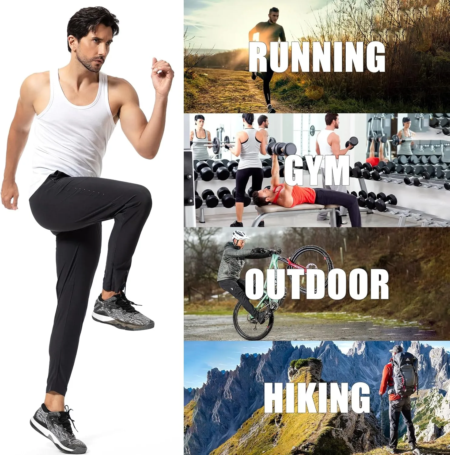 Mens Sweatpants with Pockets, Mens Quick Dry Joggers, Lightweight Athletic Pants for Men, Waterproof Running Pants