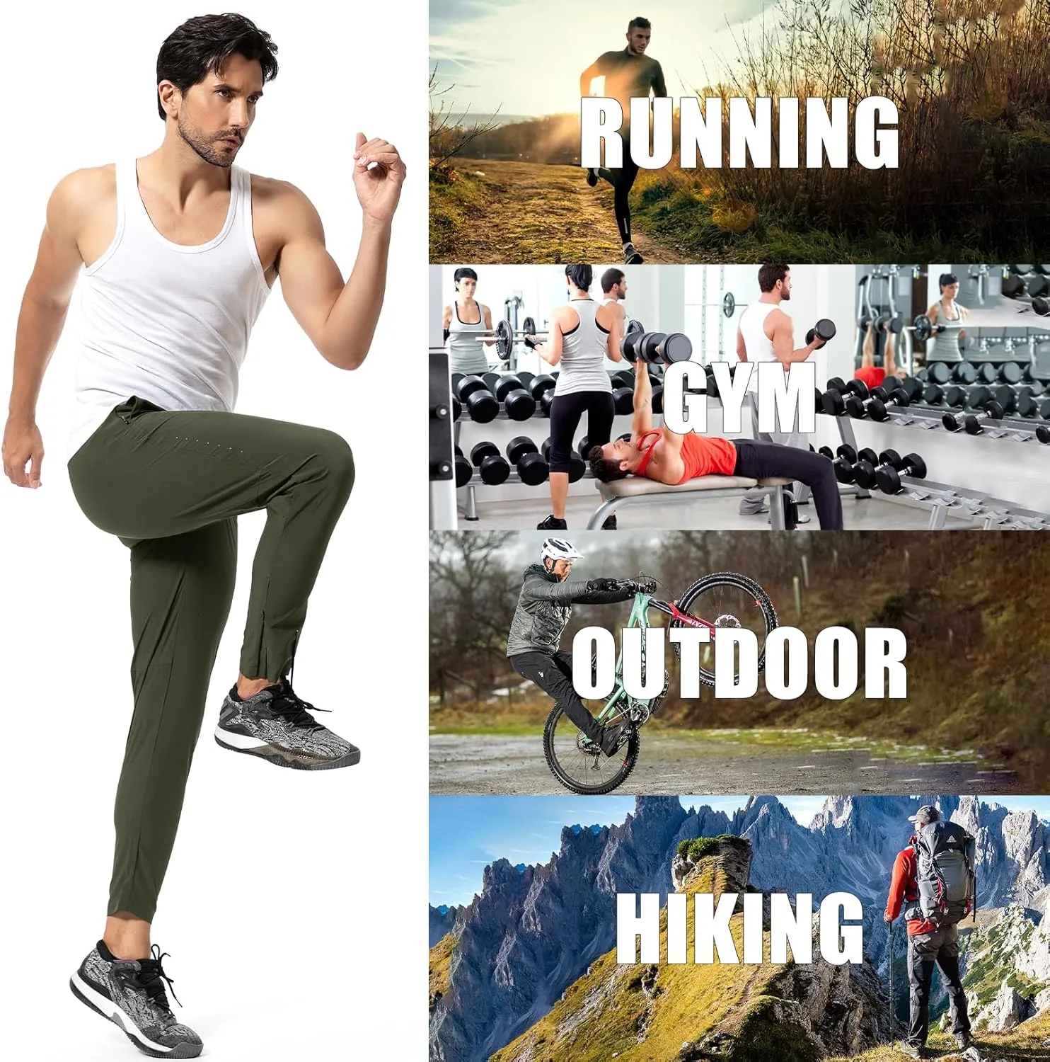Mens Sweatpants with Pockets, Mens Quick Dry Joggers, Lightweight Athletic Pants for Men, Waterproof Running Pants