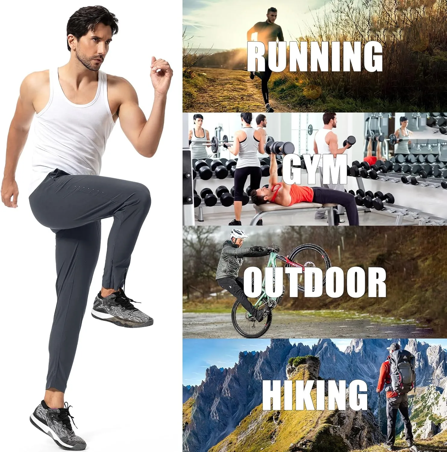 Mens Sweatpants with Pockets, Mens Quick Dry Joggers, Lightweight Athletic Pants for Men, Waterproof Running Pants