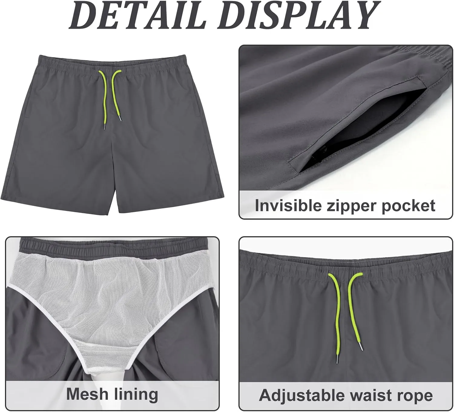Mens Swim Trunks 7" Quick Dry Swim Shorts Swimsuit Swimming Trunks Swimwear with Pockets