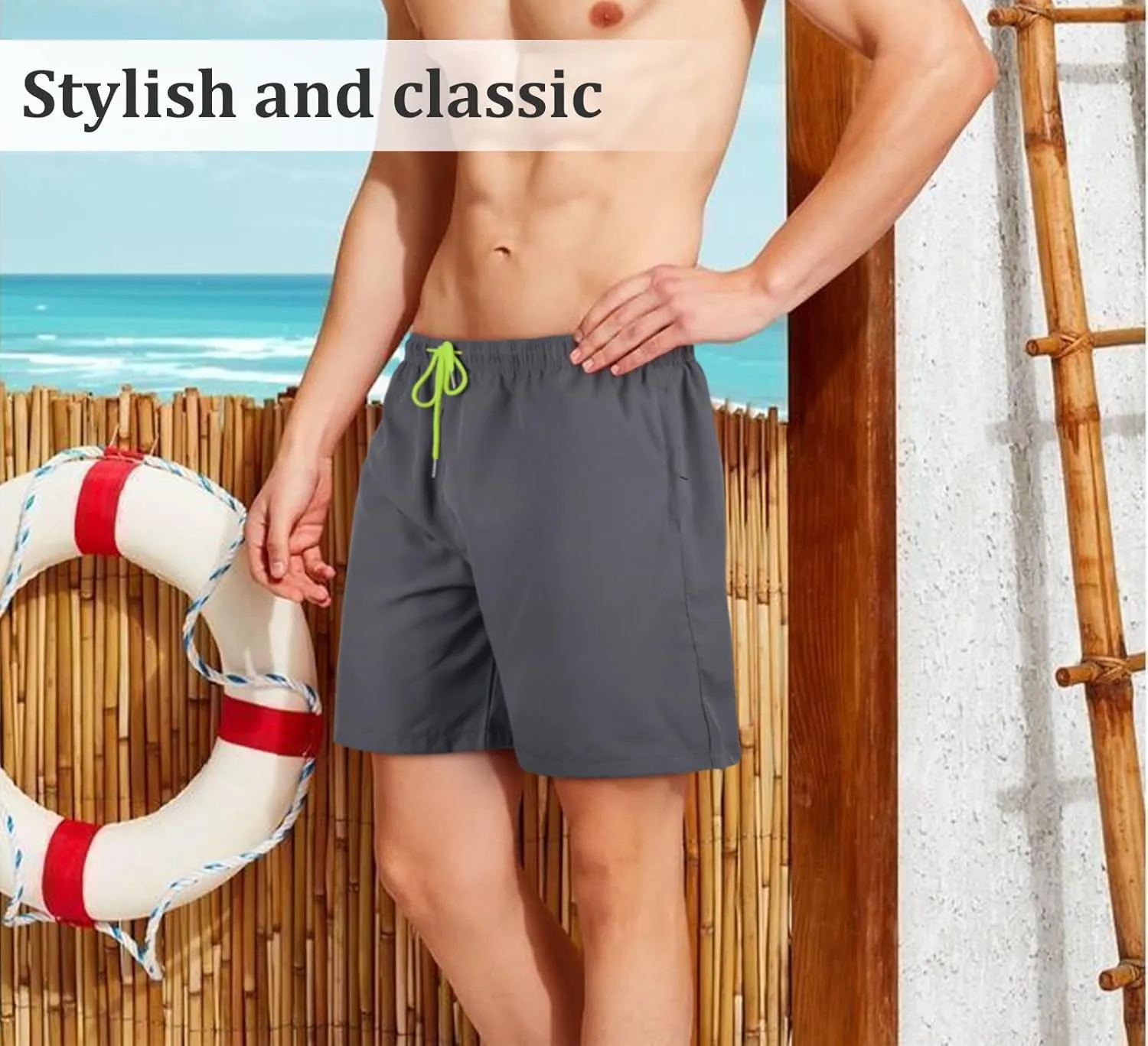 Mens Swim Trunks 7" Quick Dry Swim Shorts Swimsuit Swimming Trunks Swimwear with Pockets