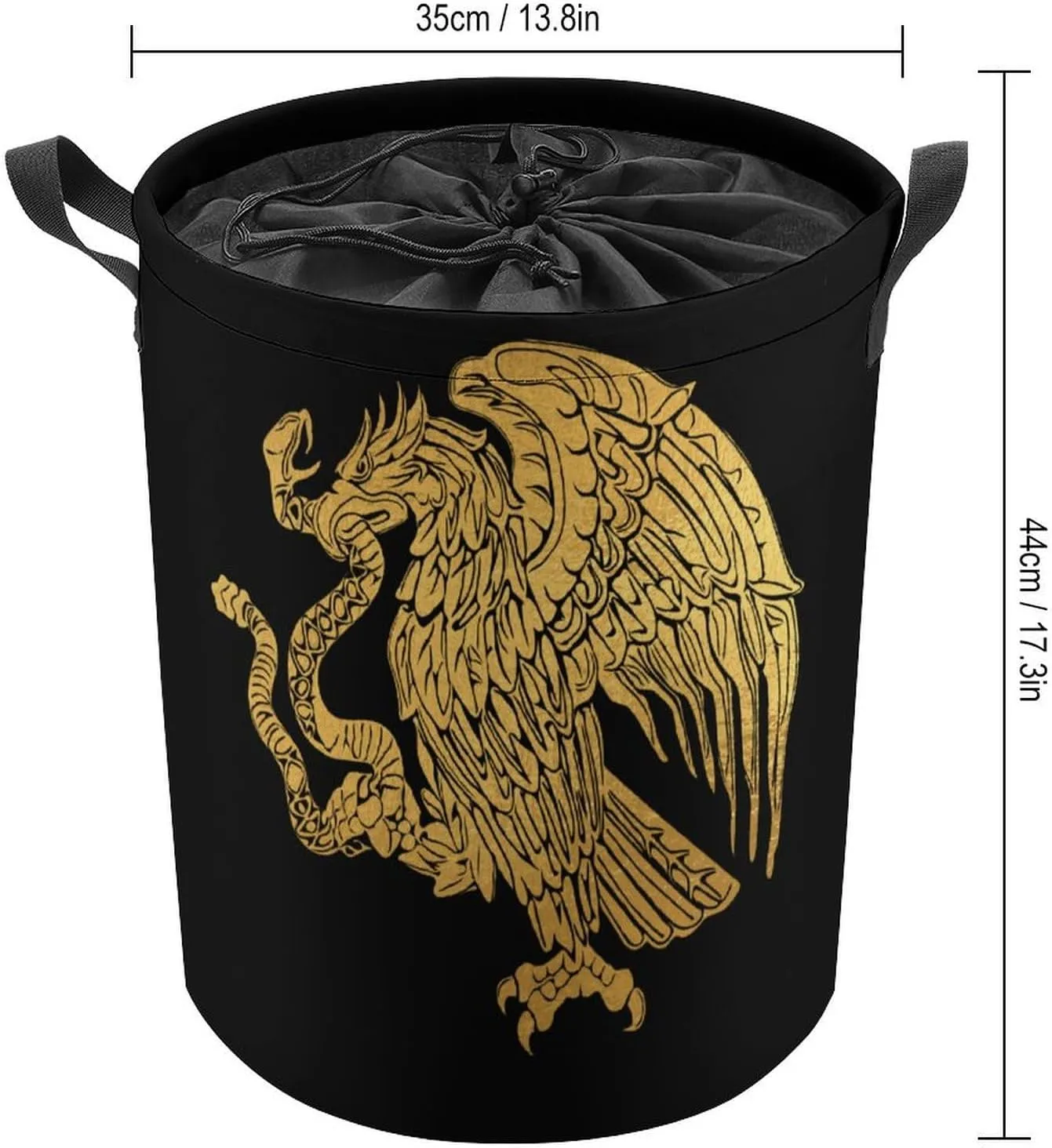 Mexican Eagle Laundry Hamper,45L Round Drawstring Collapsible Laundry Basket with Handle 17in Waterproof Storage Basket for Bedroom Room-1