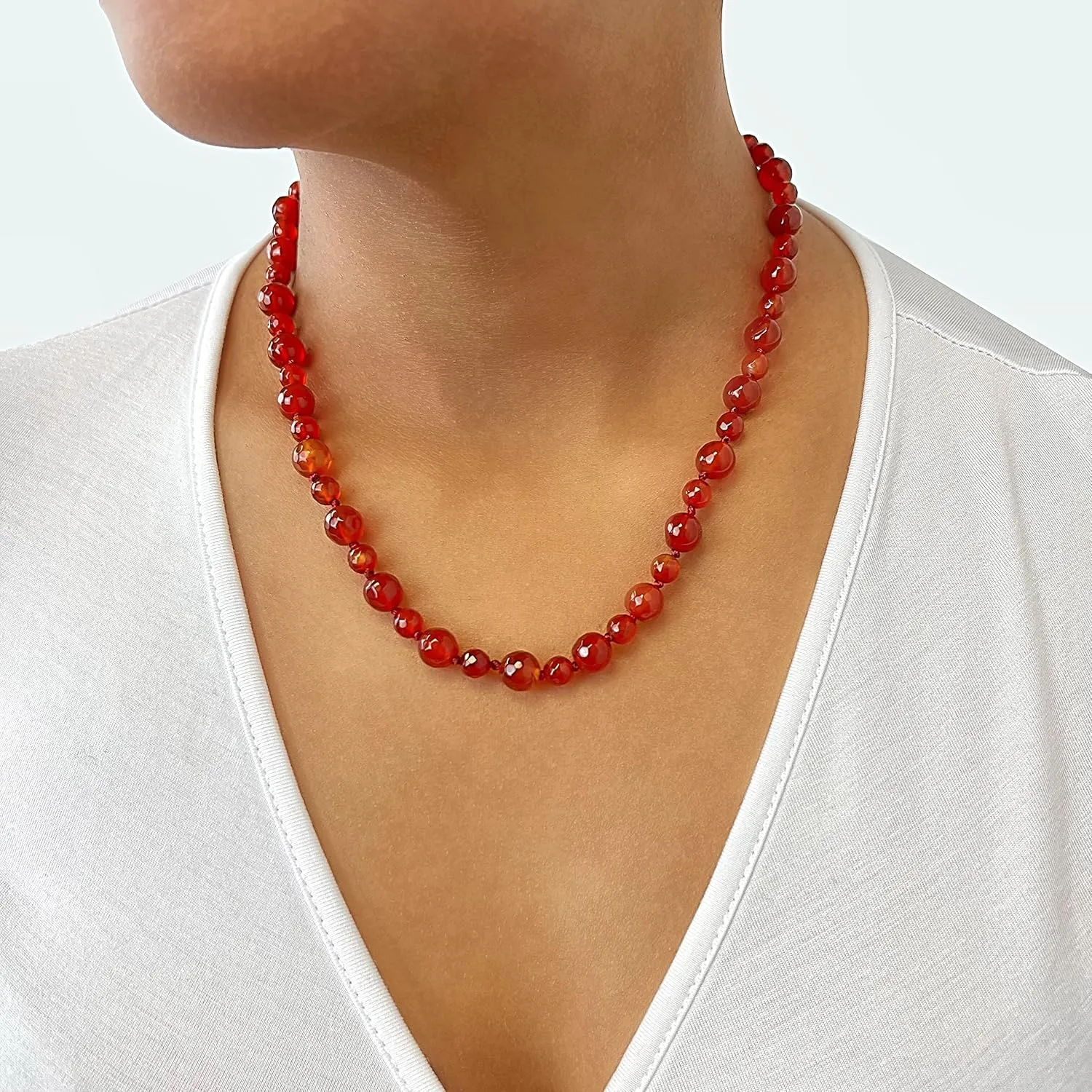 MGR MY GEMS ROCK! Beaded Semi Precious Stone Alternating Stone or Same Stone Collar or Choker Necklace for Wome, 14.50" Long with 3" Extender.