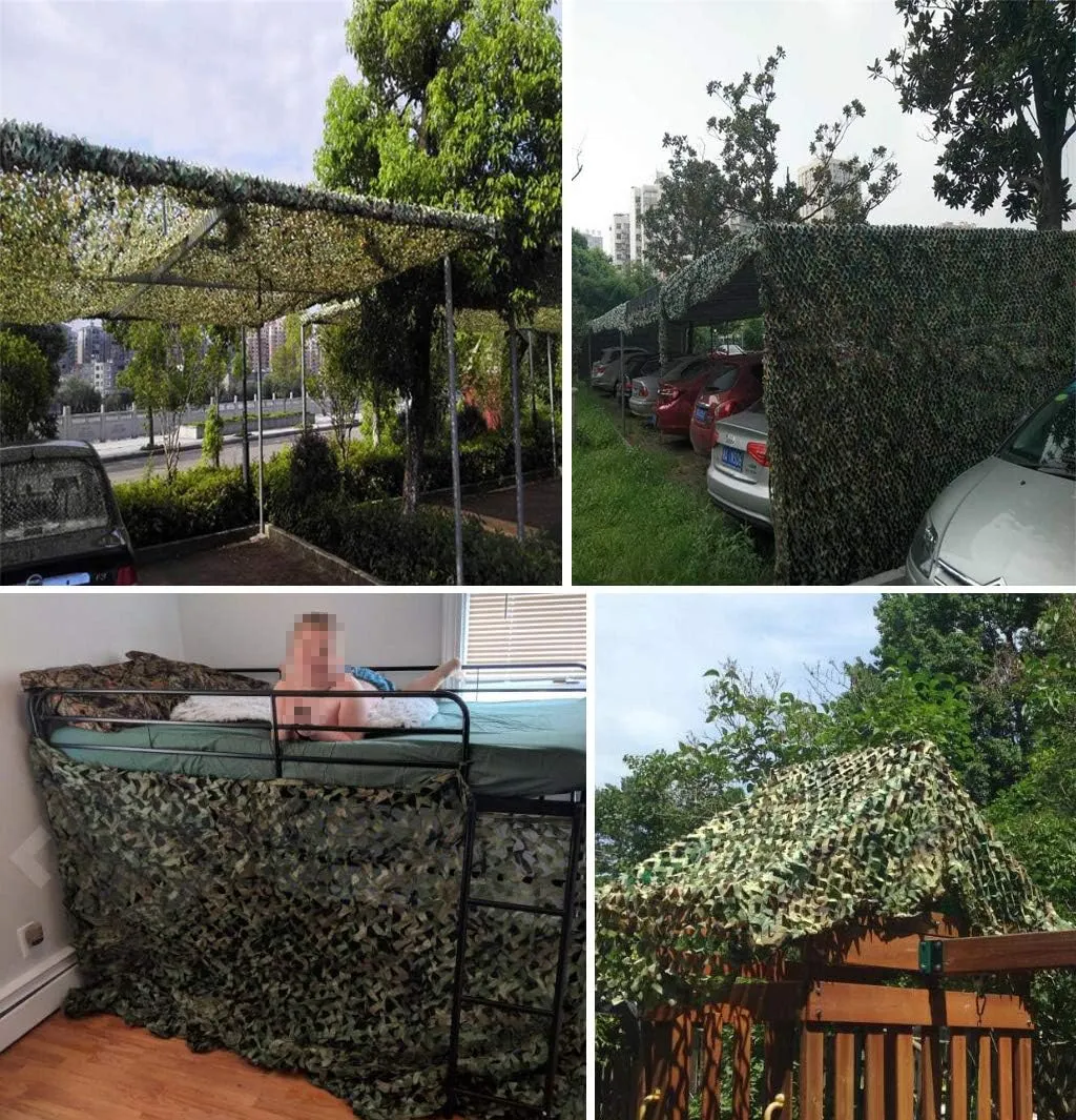 Military Camo Netting Outdoor Jungle UV Resistant Shade Camouflage Net for Camping Hunting Shooting Blind Watching Hide Children Party Decorations - Green