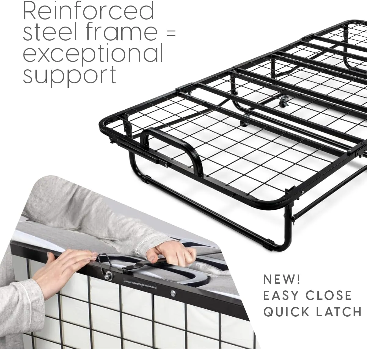 Milliard Diplomat Folding Bed with Mattress for Adults & Kids, Cot Size, Portable Foldable Bed with Luxurious Memory Foam Mattress & Super Strong Frame, 75” x 31", Fold Up, Roll Away, & Hideaway