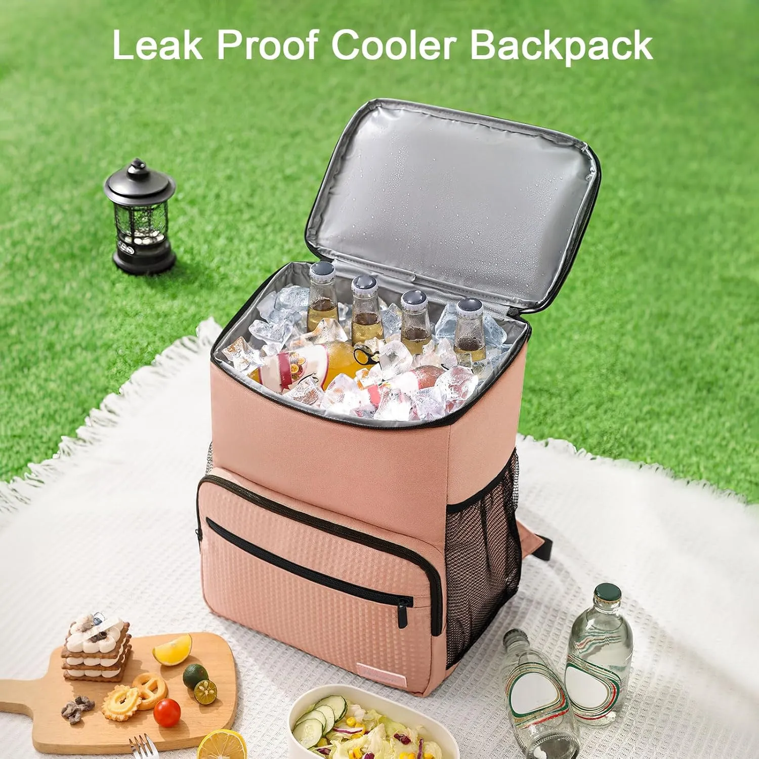 MIRASON Cooler Backpack Insulated Leak Proof Beach Backpack Cooler Bag, Cooling Beer Lunch Backpack Cooler for Men Women Picnic Hiking Camping Travel with 4 Pockets
