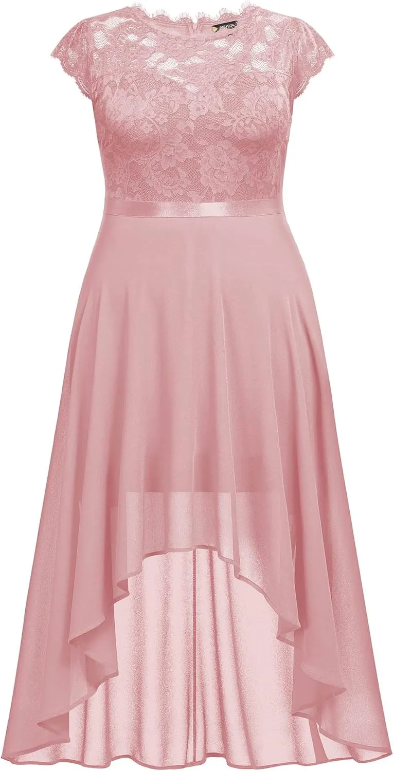 Miusol Women's Plus Size Formal Floral Retro Lace Elegant Bridesmaid Party Maxi Dress