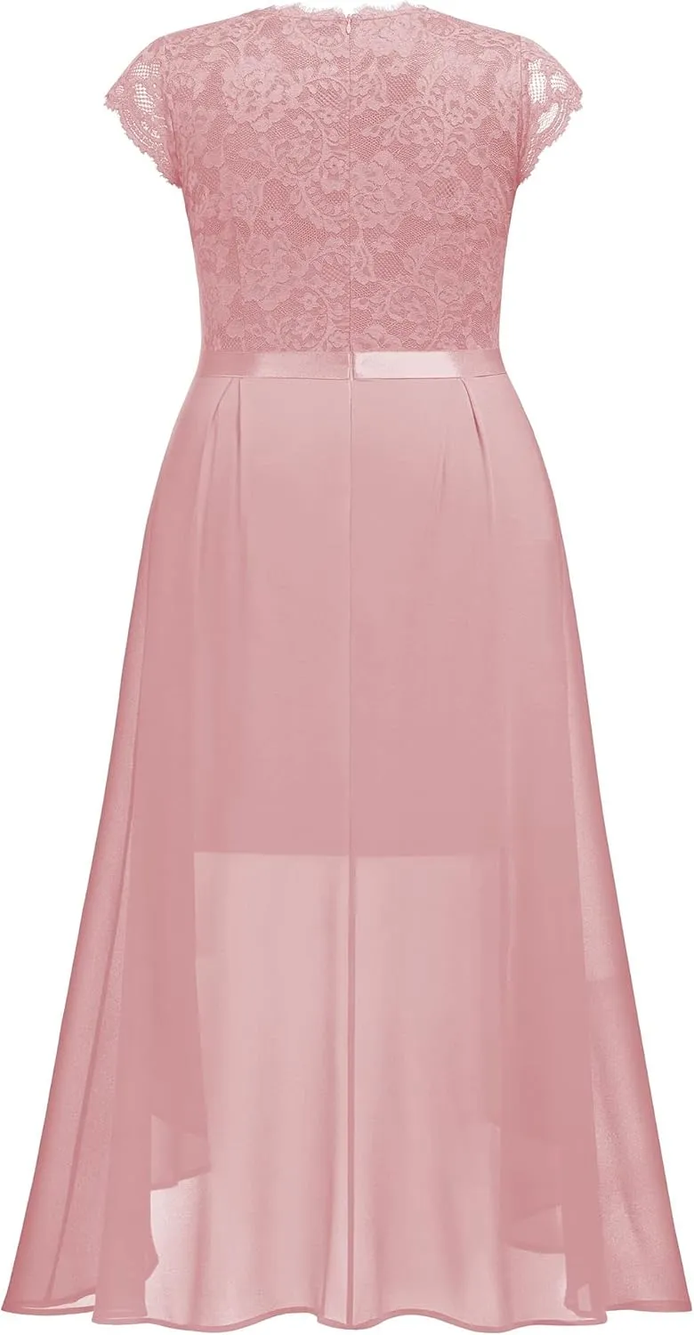 Miusol Women's Plus Size Formal Floral Retro Lace Elegant Bridesmaid Party Maxi Dress