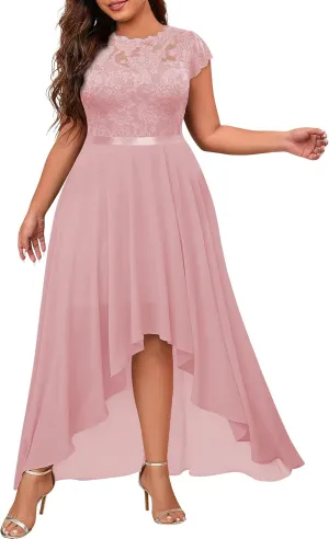 Miusol Women's Plus Size Formal Floral Retro Lace Elegant Bridesmaid Party Maxi Dress