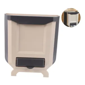 Mobestech 1PC Folding Hanging Trash Container Space Saving Practical Trash Bin for Home Car Wall Mounted Design for Easy Use Organization Kitchen Cabinet Accessory