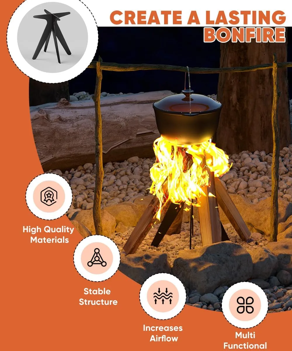 Mocomax Vertical Fire Pit Grate, Metal Portable Fire Place Log Grate, 12 Inch Firepit Top Section for Indoor, Outdoor Use, Low Smoke, High Heat
