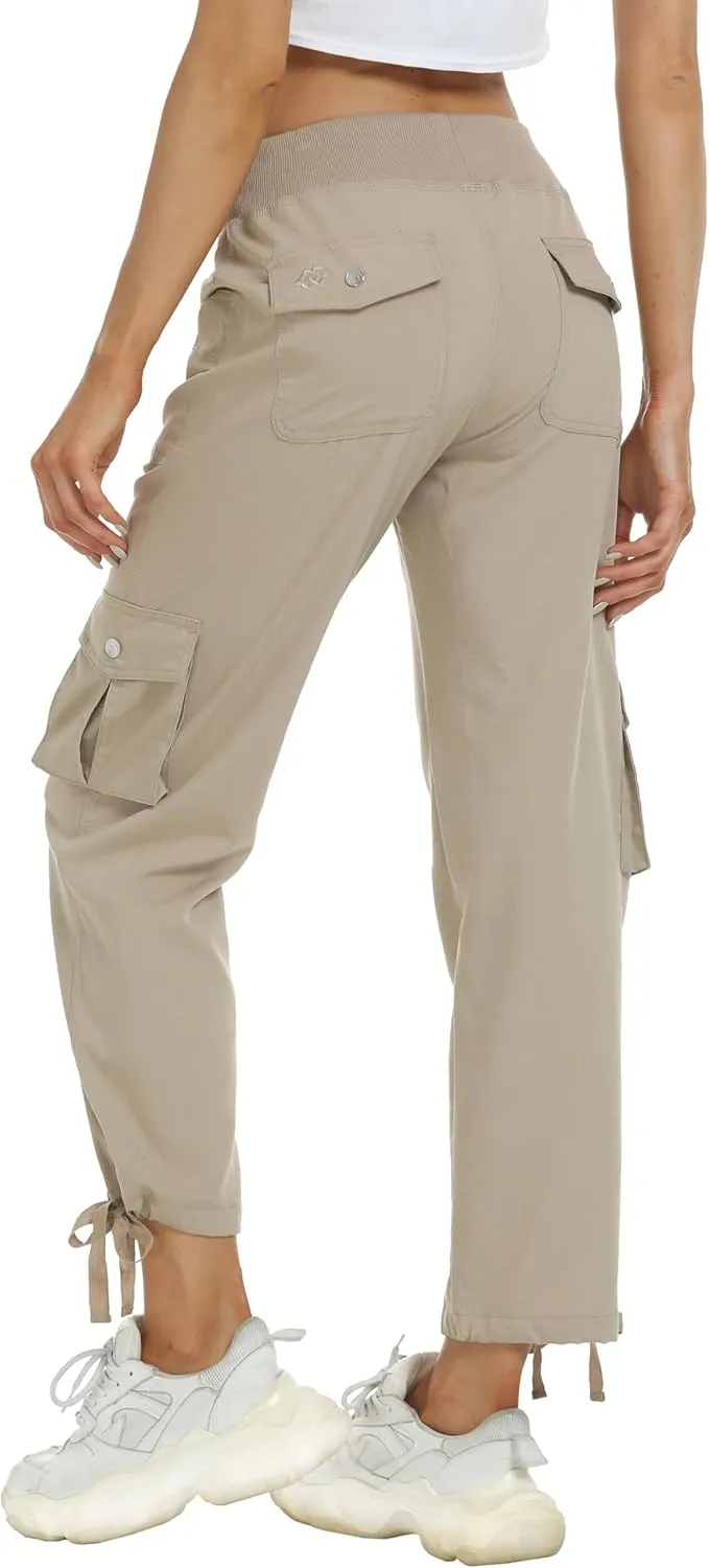 MoFiz Women's Cargo Capris Hiking Pants Lightweight Quick Dry Outdoor Athletic Travel Casual Loose Comfy Cute Pockets