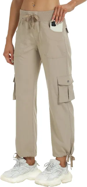 MoFiz Women's Cargo Capris Hiking Pants Lightweight Quick Dry Outdoor Athletic Travel Casual Loose Comfy Cute Pockets
