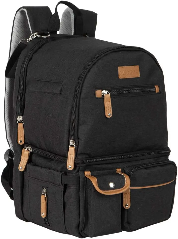 MOMIGO Breast Pump Backpack - Cooler and Moistureproof Bag Double Layer for Mother Outdoor Working Backpack with 13 Inch Laptop Compartment Fit Most Breast Pumps（Black）