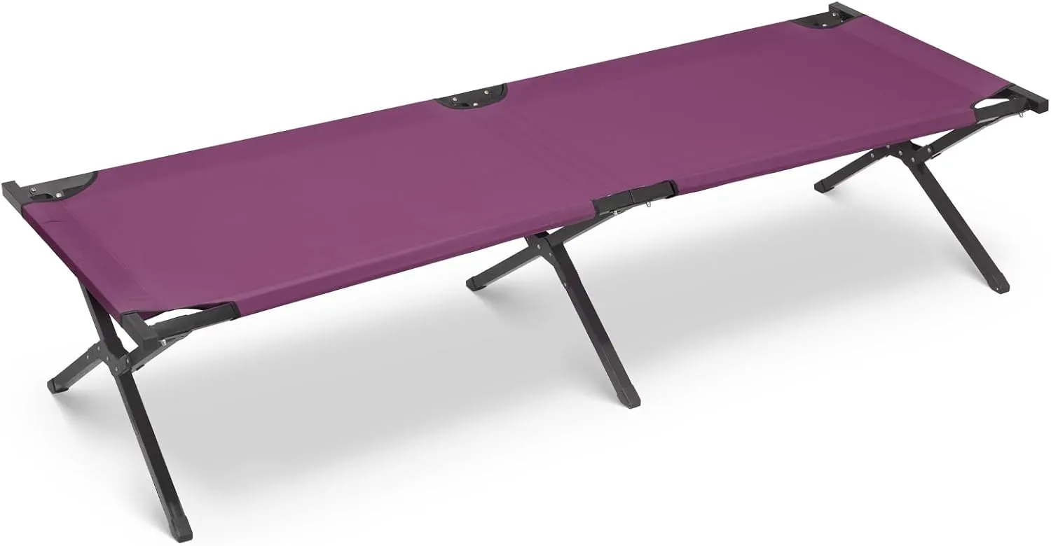 MoNiBloom Folding Camping Cot Portable Fold up Cots with Carry Bag for Sleeping Lounging Office/Home Nap Outdoor Travel, 660lbs (Max Load), Purple
