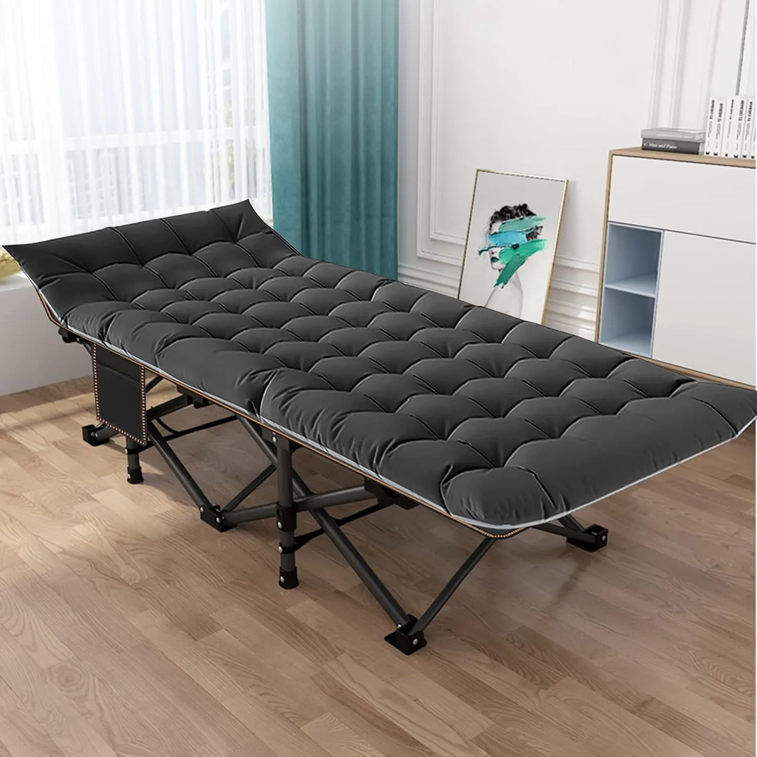 MOPHOTO Oversized Folding Camping Cot for Adults, 78" x 32" XXL Heavy Duty Sleeping Cots for Adults Portable Sleeping Bed Outdoor Camp Cot with Mattress for Home Camp Office Nap