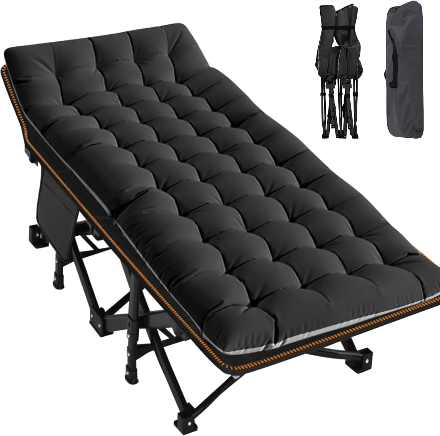 MOPHOTO Oversized Folding Camping Cot for Adults, 78" x 32" XXL Heavy Duty Sleeping Cots for Adults Portable Sleeping Bed Outdoor Camp Cot with Mattress for Home Camp Office Nap