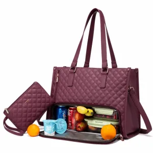 Multi-Functional Quilted Shoulder Bag – Large Capacity Handbag with Built-In Cooler