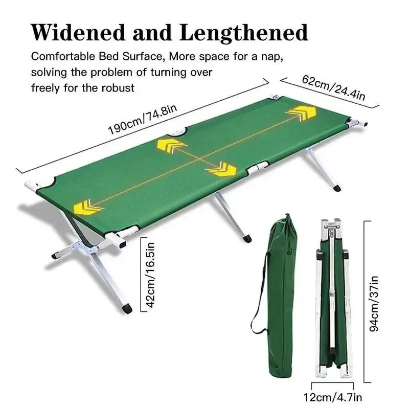 Multifunctional Camping Folding Bed – Portable Iron Cot for Hiking, Travel, and Office Use